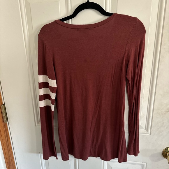 Women’s Long Sleeve Crewneck Tee with Contrast Pocket — Dusty Rose - Picture 2 of 2